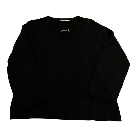 Cato Women's Sweater Solid Black 18/20W Plus Size Comfort Fit Long Sleeve Warm - Picture 1 of 7